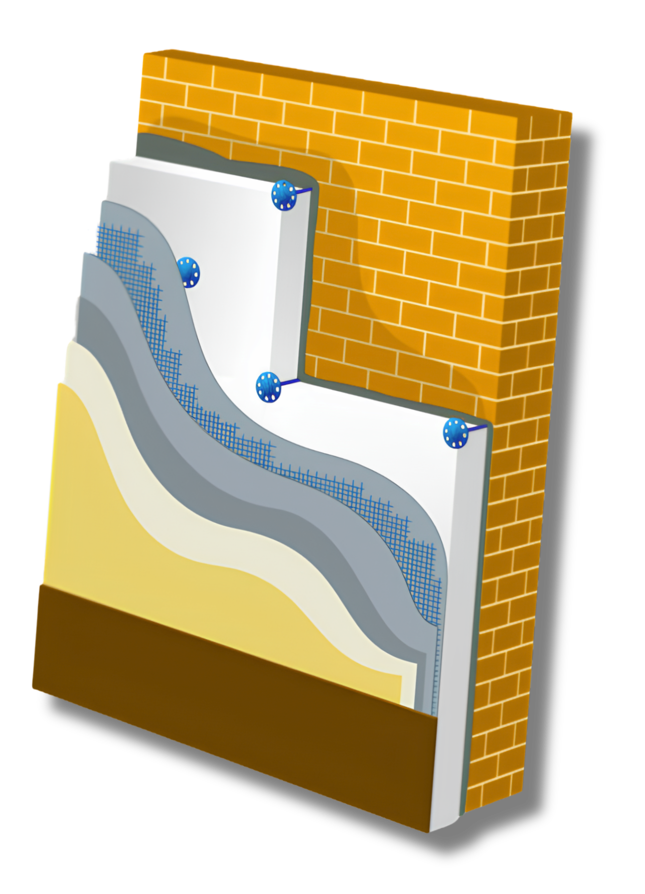 Coupe isométrique d'une maison montrant les couches du mur (image temporaire)